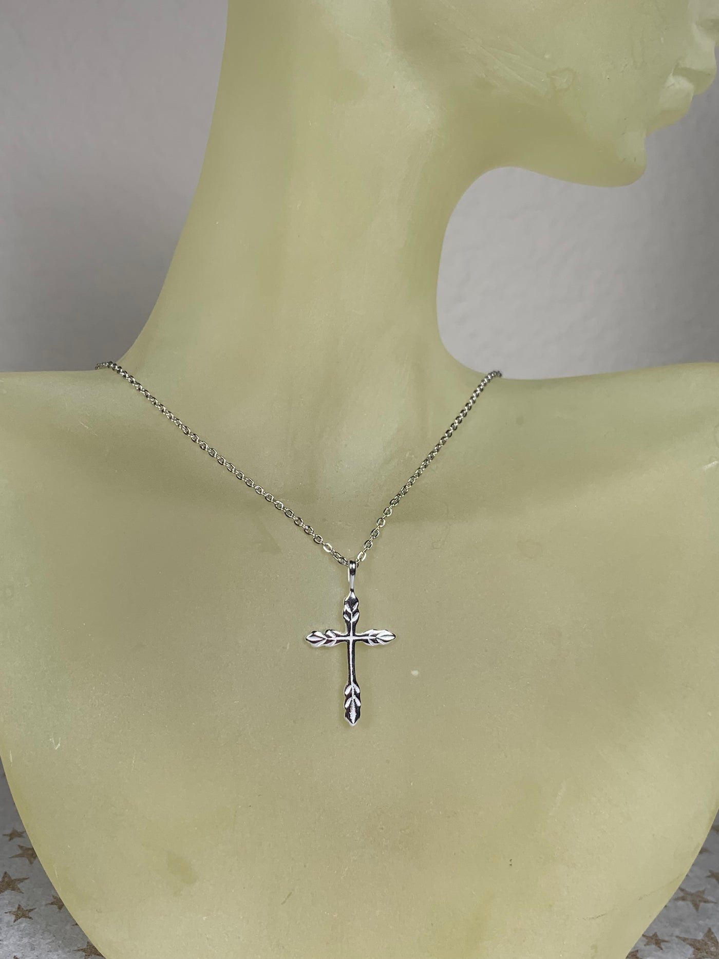 Etched Design Cross Pendant in Sterling Silver