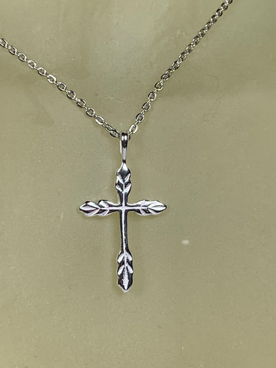 Etched Design Cross Pendant in Sterling Silver