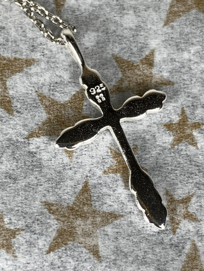 Etched Design Cross Pendant in Sterling Silver