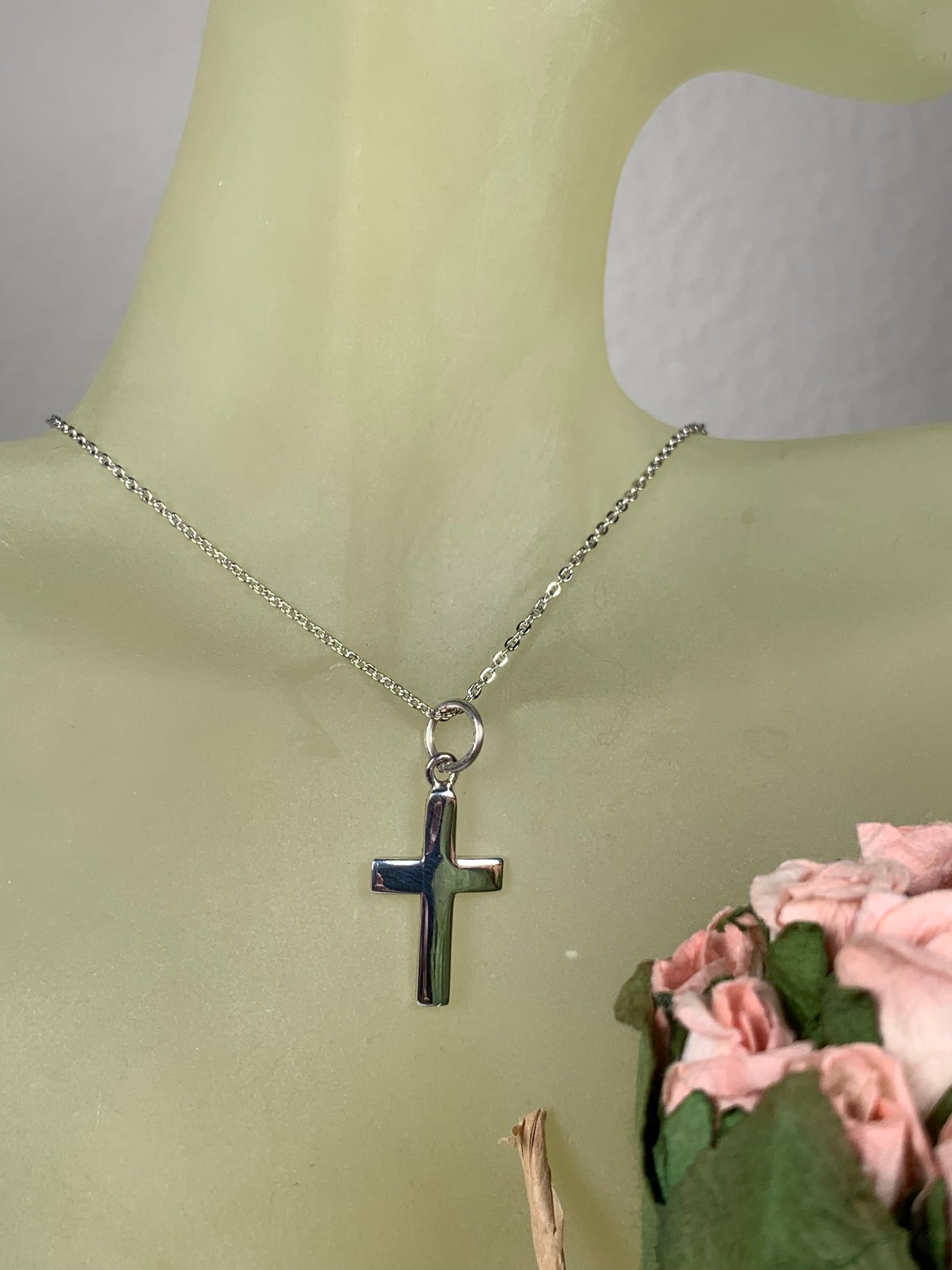 Shiny Cross Pendant in Sterling Silver