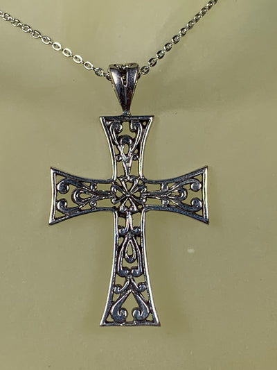 Filigree Cross Pendant in Sterling Silver