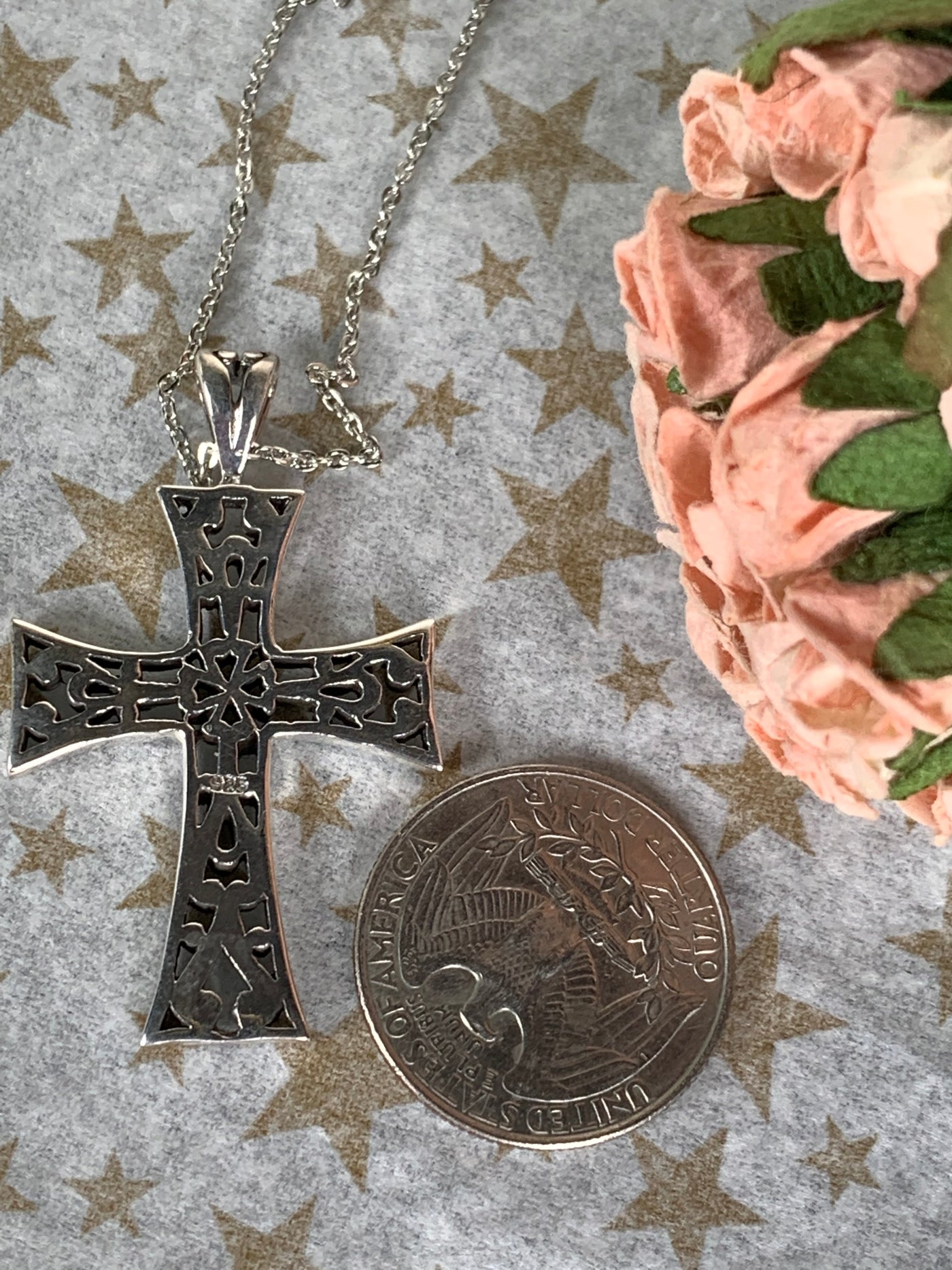 Filigree Cross Pendant in Sterling Silver