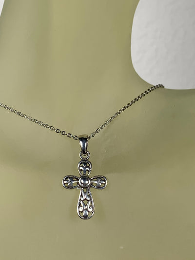 Dainty Filigree Cross Pendant in Sterling Silver