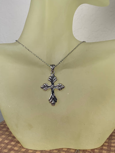 Oxidized Cross Pendant in Sterling Silver