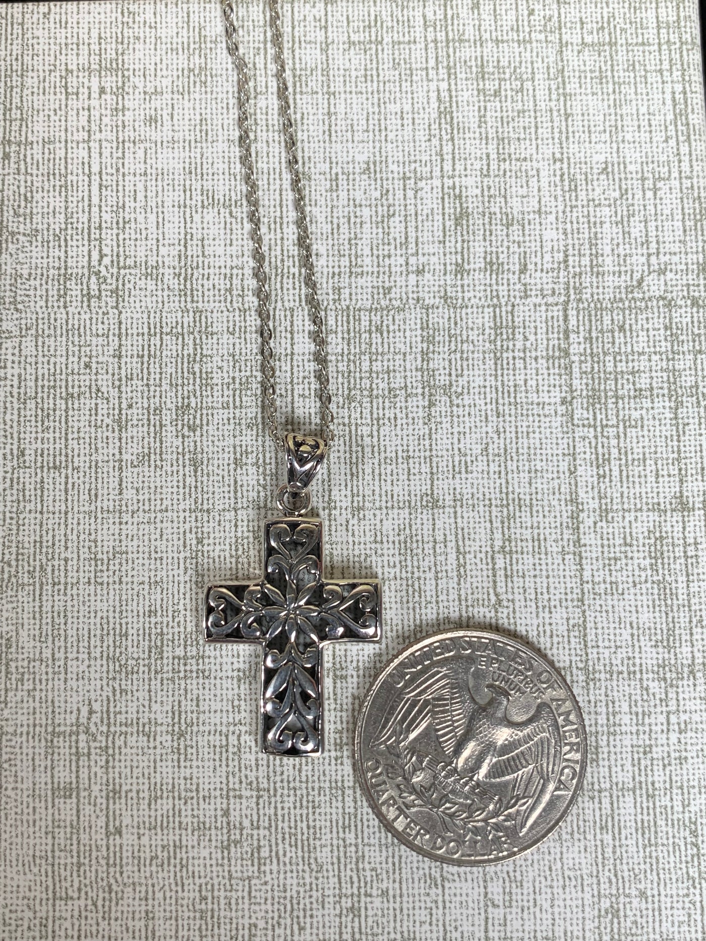 Filigree Design Cross Pendant in Sterling Silver