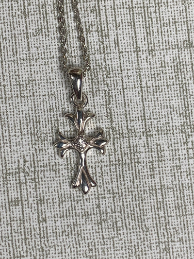 Cross Pendant with Center CZ in Sterling Silver