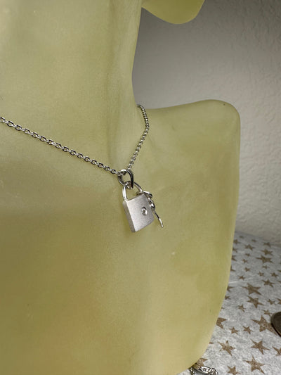 Sterling Silver Padlock and Key Pendant