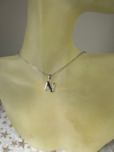 Sterling Silver High Polished Initial N Charm Pendant