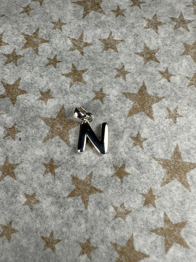 Sterling Silver High Polished Initial N Charm Pendant