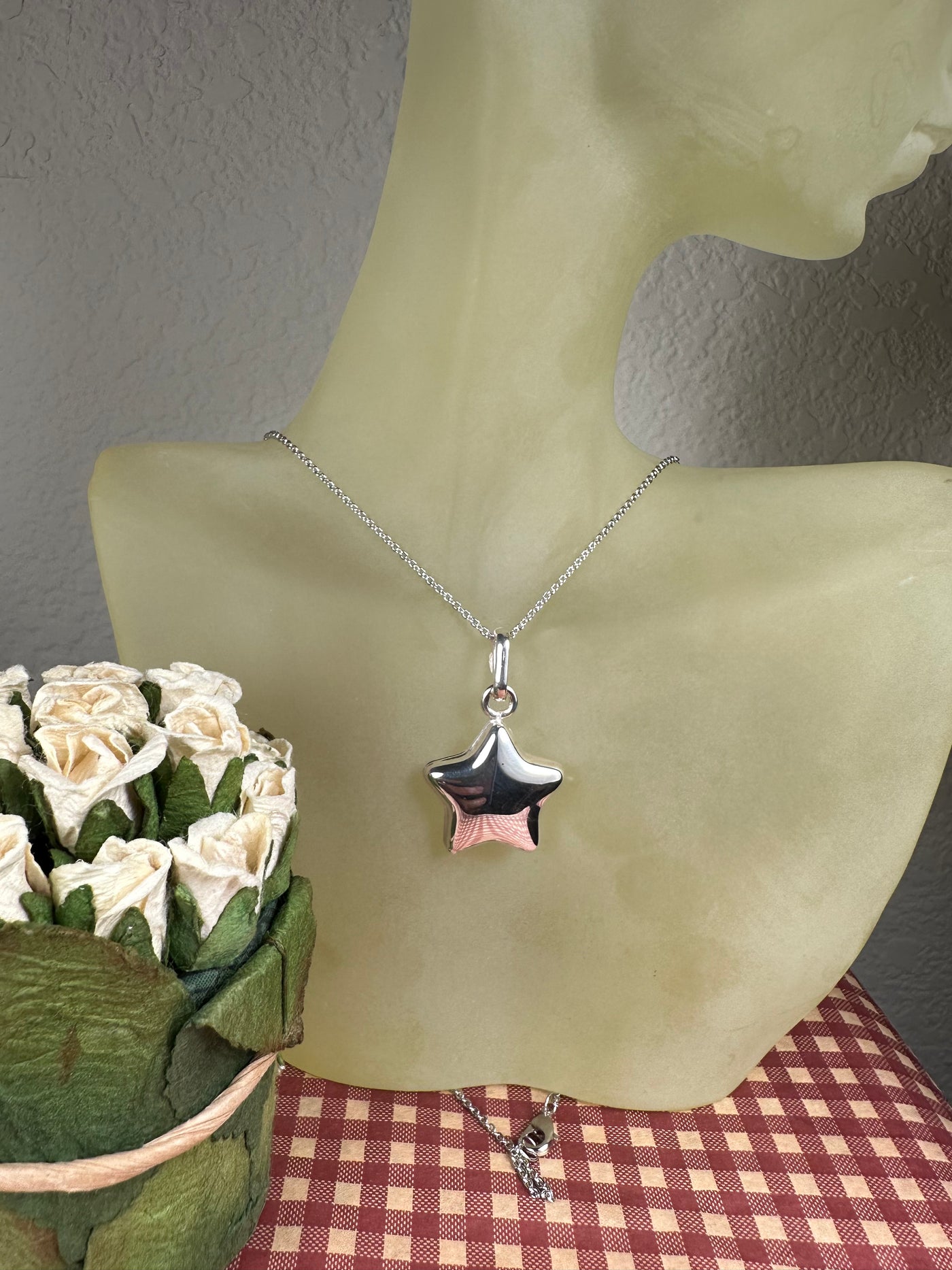 Sterling Silver Puffy Star Pendant from Italy