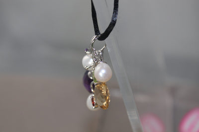 Sterling Silver Pearl and Gems Pendant
