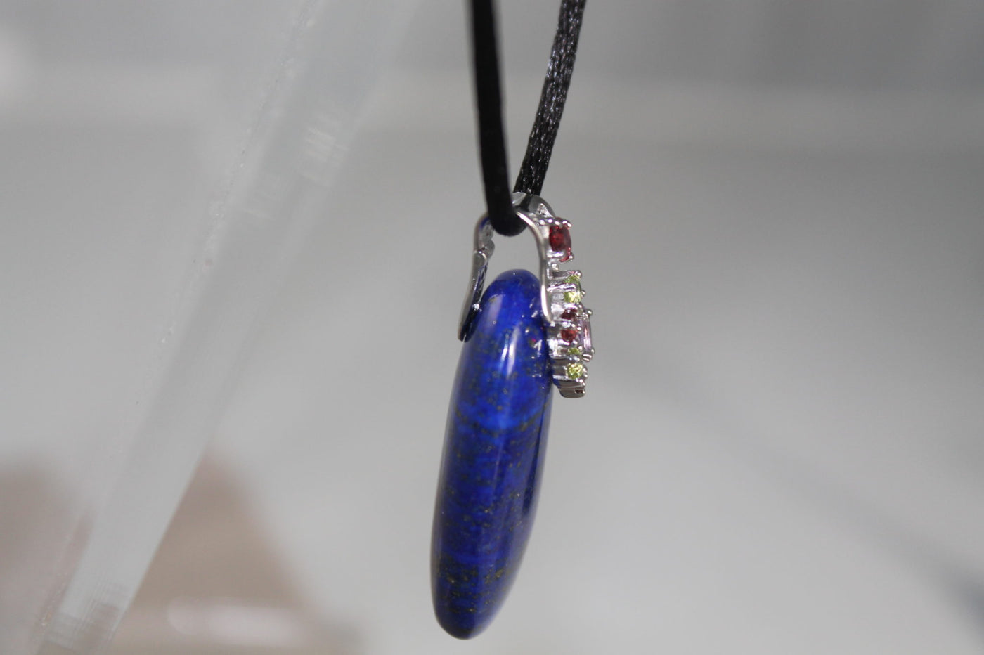 Lapis and gems pendant set in sterling silver