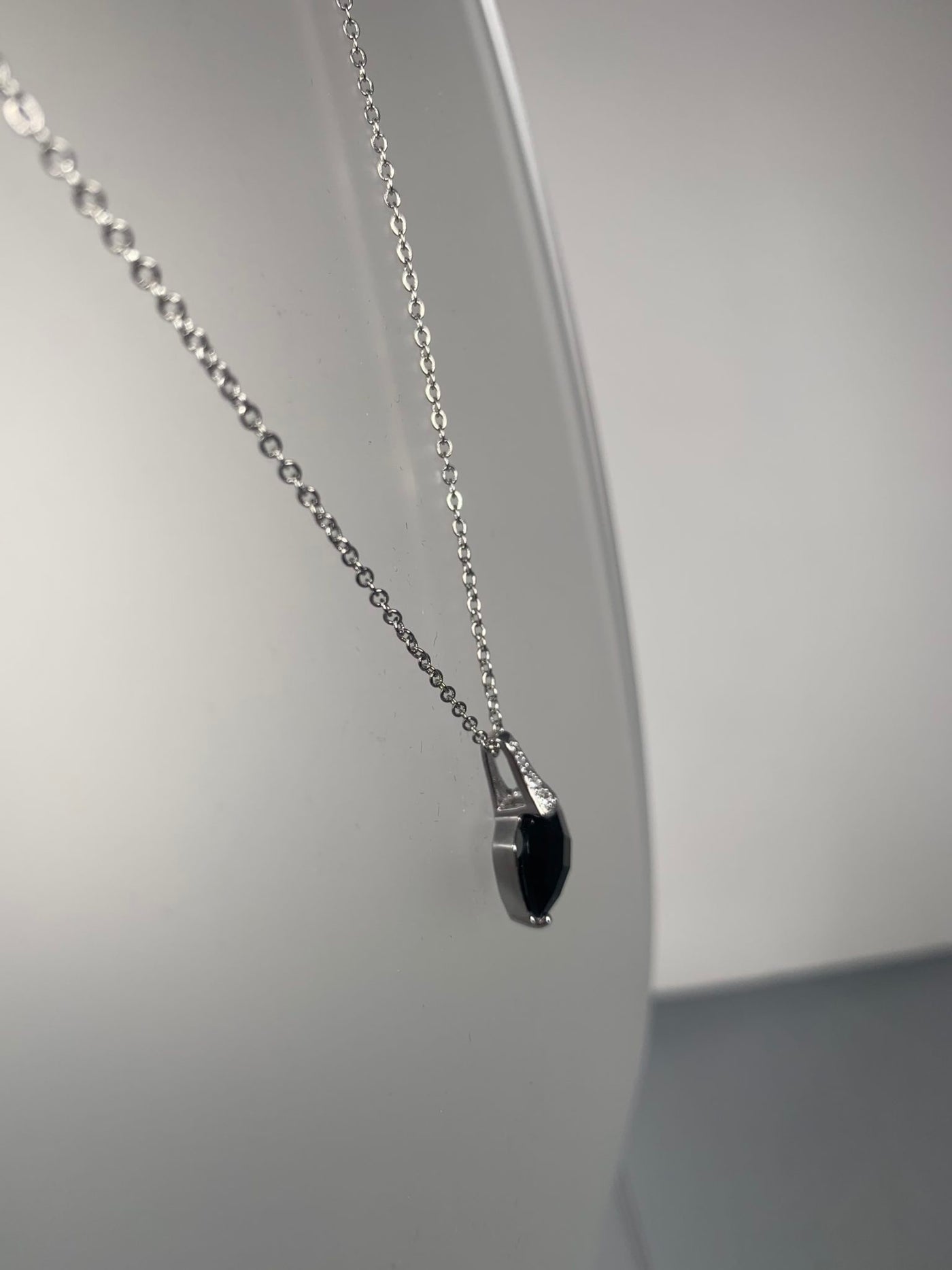 Square Black Cubic Zirconia Pendant set in Sterling Silver