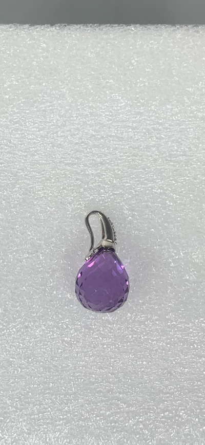 Purple Cubic Zirconia Bubble Drop Pendant in Sterling Silver