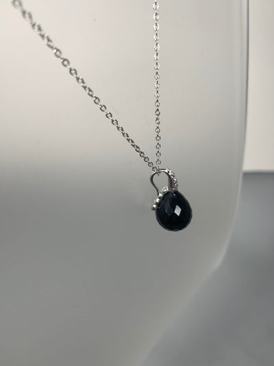 Black Cubic Zirconia Bubble Drop Pendant in Sterling Silver