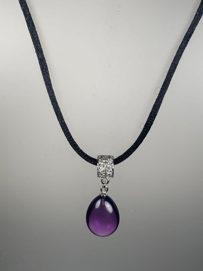 Purple Synthetic Stone and Cubic Zirconia Pendant in Sterling Silver