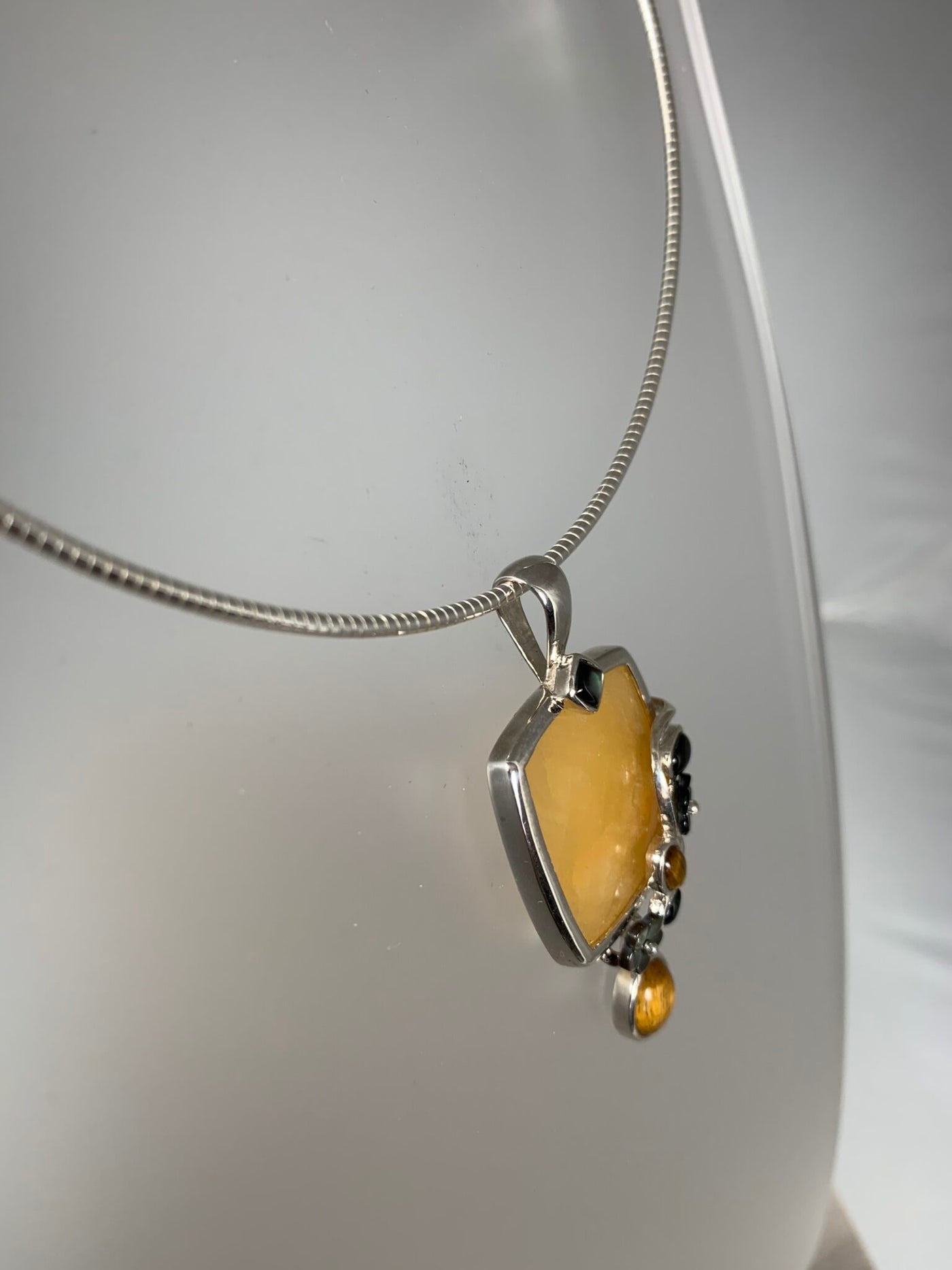 Sterling Silver and Aragonite Stone Pendant
