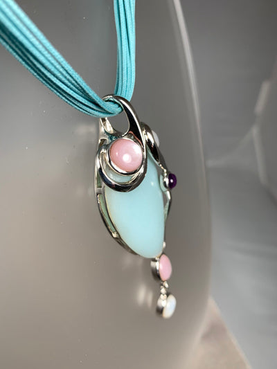 Sterling Silver and Light Blue Amazonite Stone Pendant