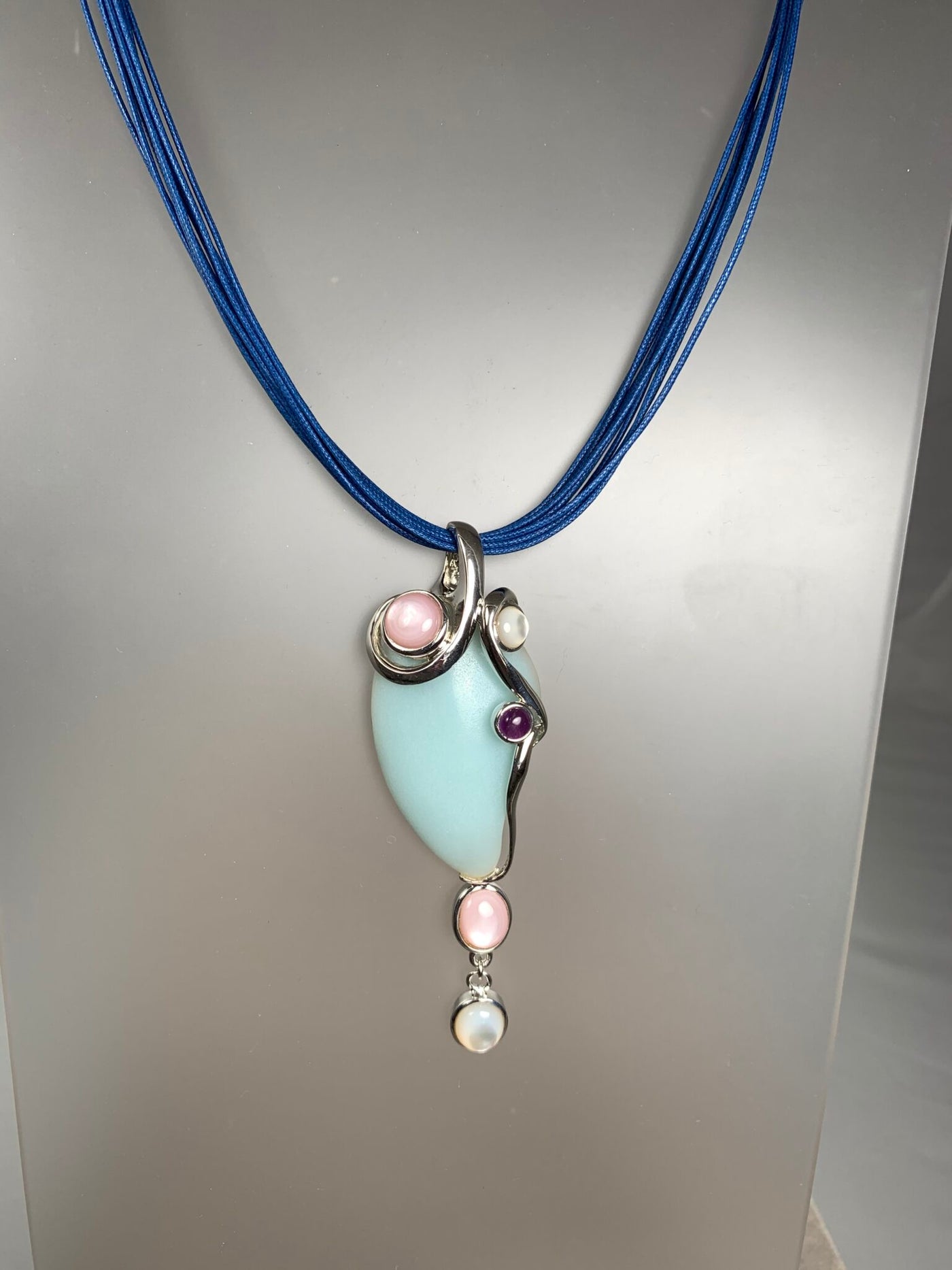 Sterling Silver and Light Blue Amazonite Stone Pendant