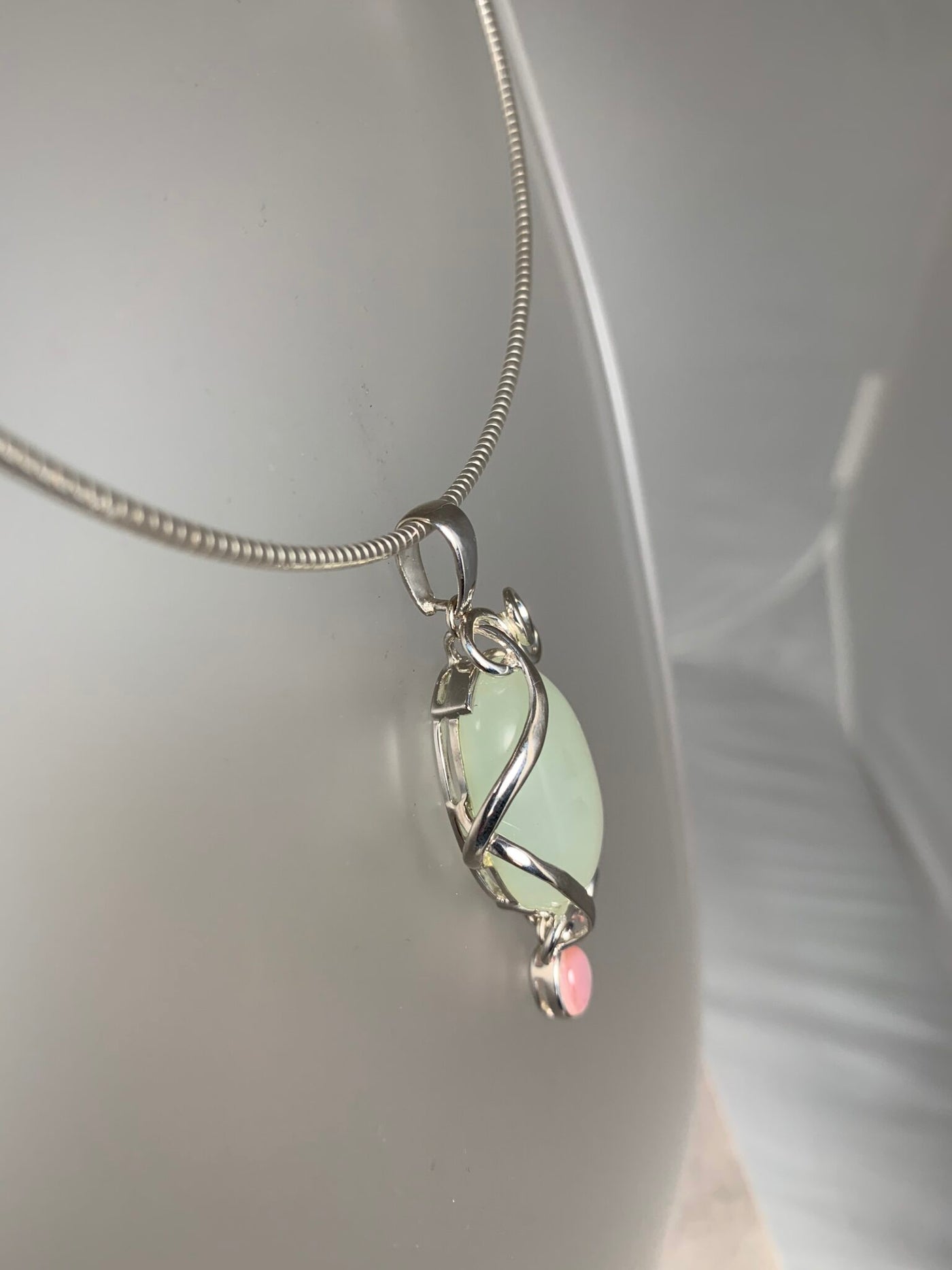 Sterling Silver and Green Serpentine Pendant