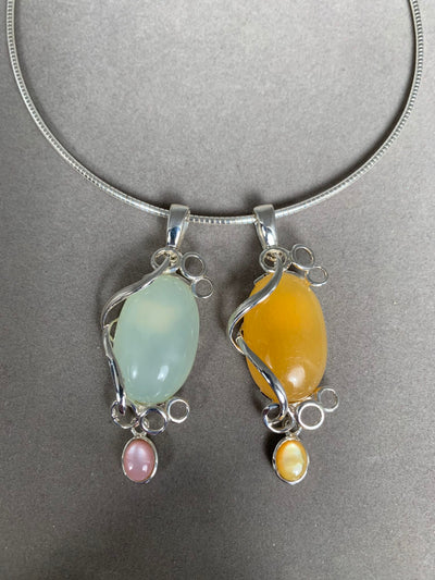 Sterling Silver and Yellow Aragonite Pendant