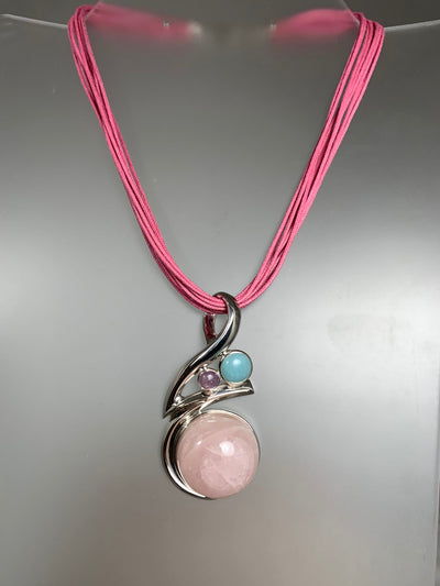 Rose Quartz Pendant Set in Sterling Silver