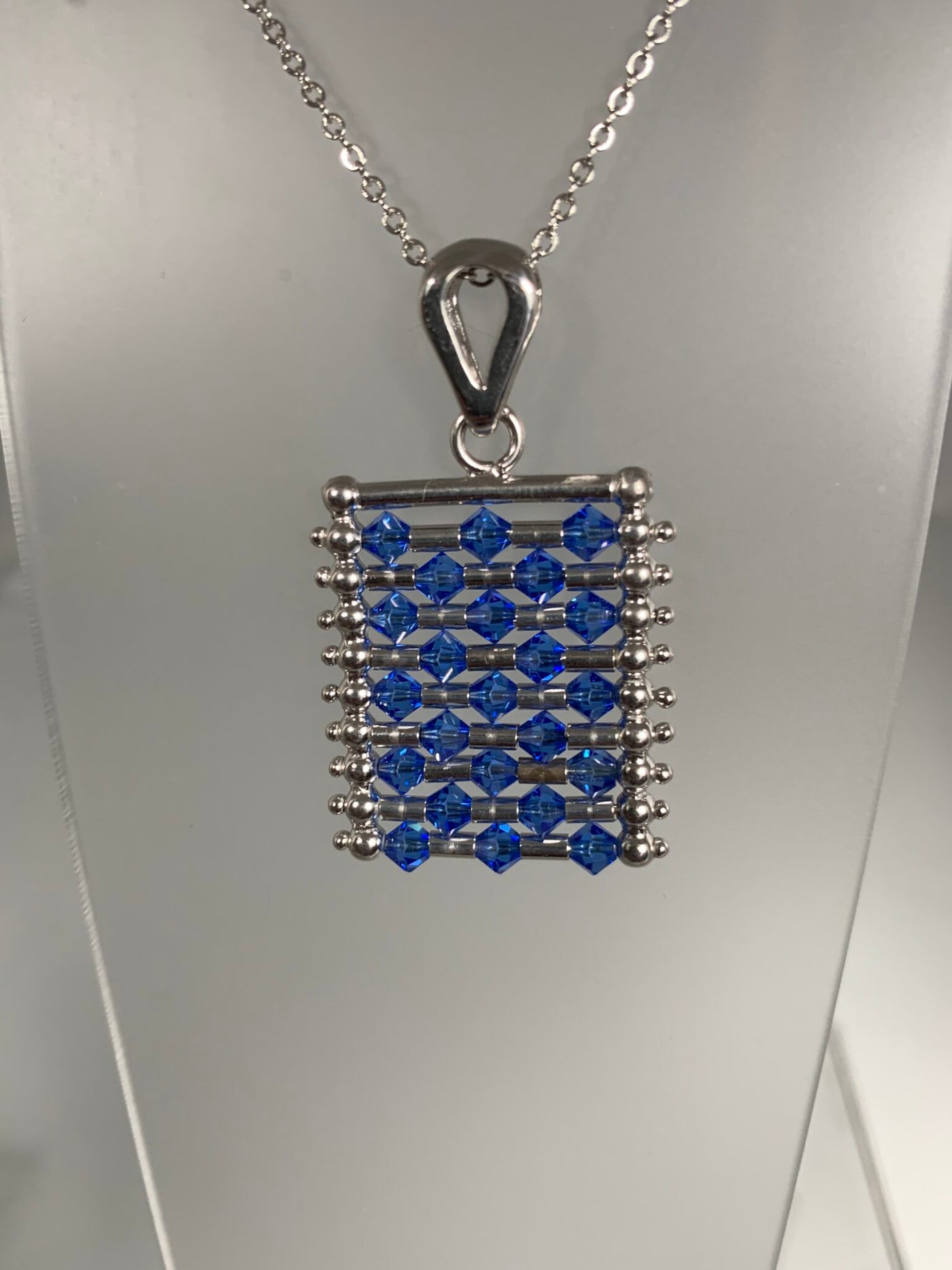 Sterling Silver and Crystal Abacus Pendant from Italy