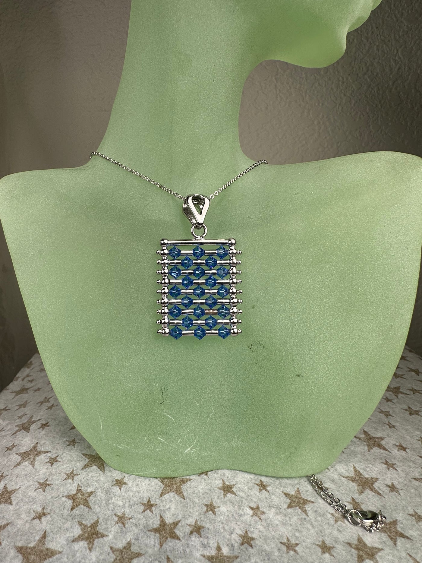 Sterling Silver and Crystal Abacus Pendant from Italy