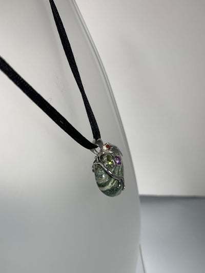 Sterling Silver and Natural Stones Heart Pendant