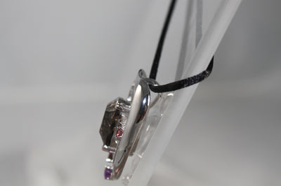 Smoky Quartz Pendant with Garnet Amethyst Peridot in Sterling Silver