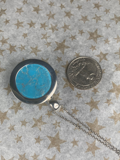 Round Turquoise Pendant in Sterling Silver