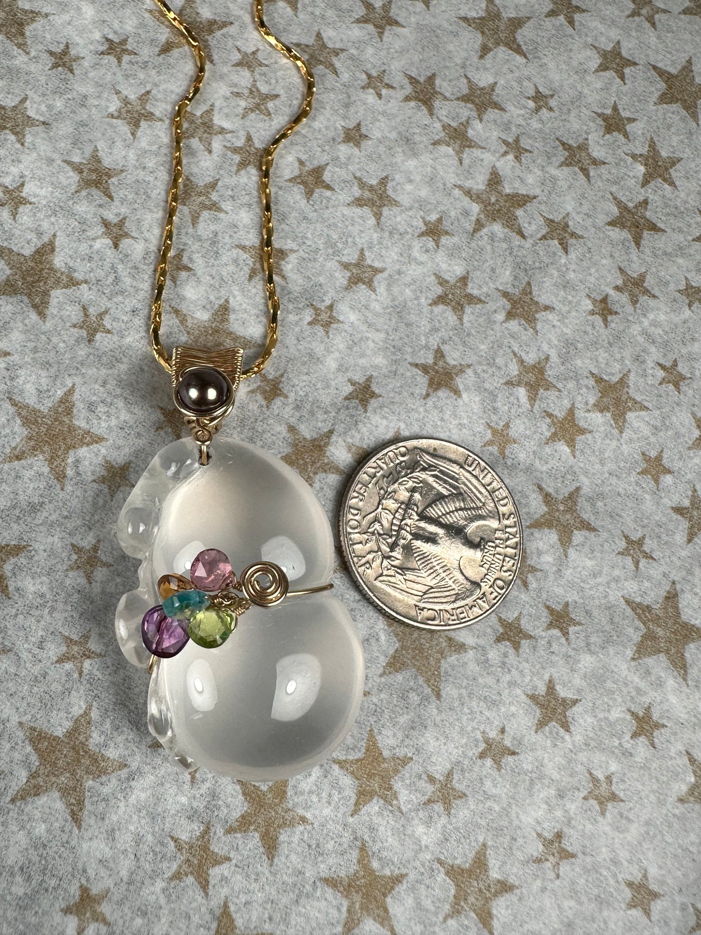 Milky Quartz and Multiple Gems Pendant Created by a Local Artist