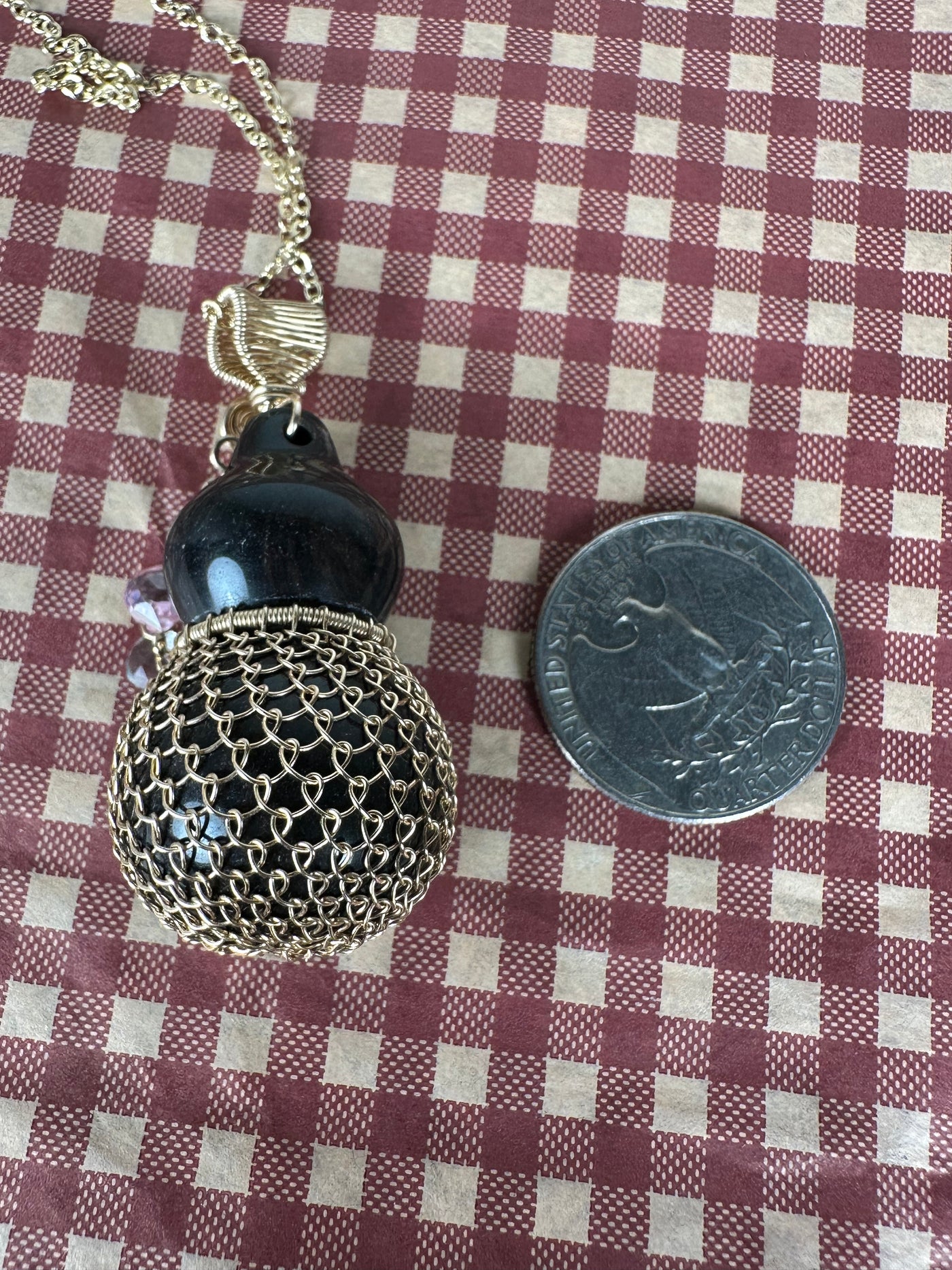 Black Agate and Multiple Gems Pendant Created by a Local Artist