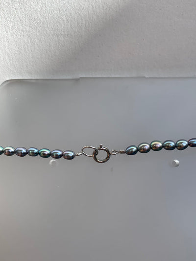 Gray Fresh Water Pearl Sterling Silver Necklace with A Pearl Drop