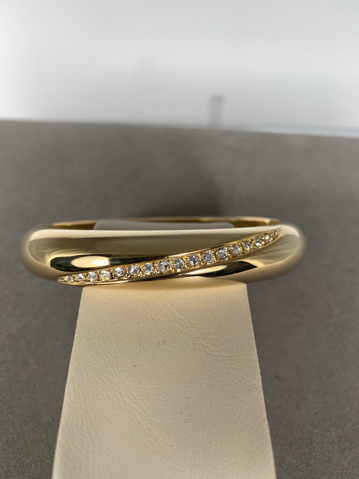 Gold Tone Bangle with Crystal Accents