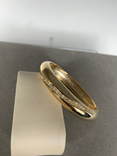 Gold Tone Bangle with Crystal Accents