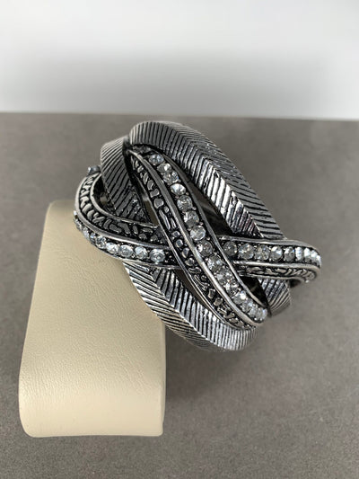 Twist Band Bangle with Crystal Accent