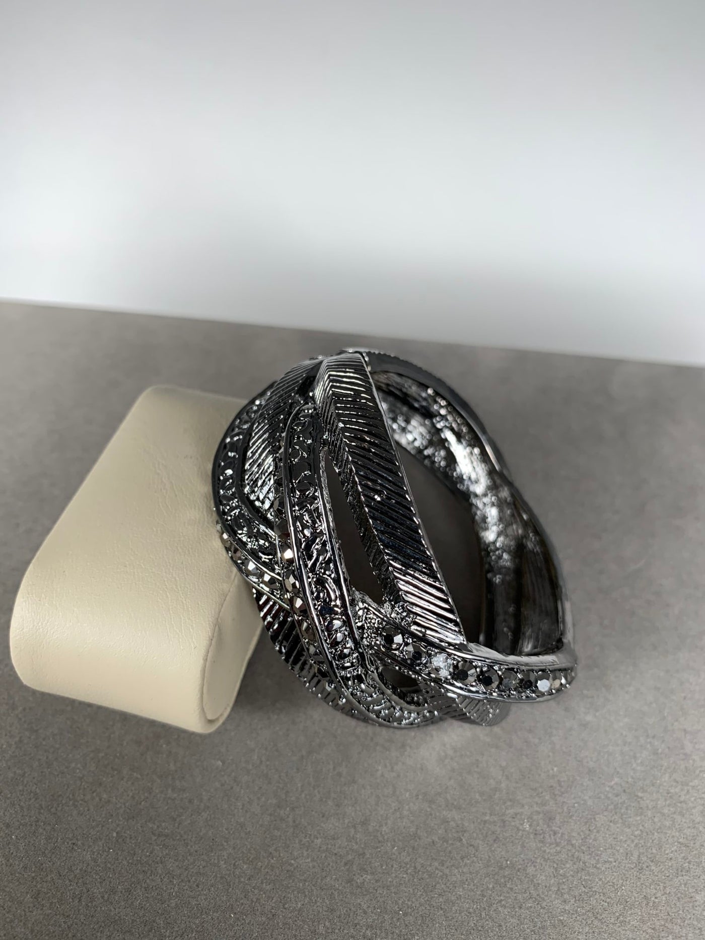 Twist Band Bangle with Crystal Accent