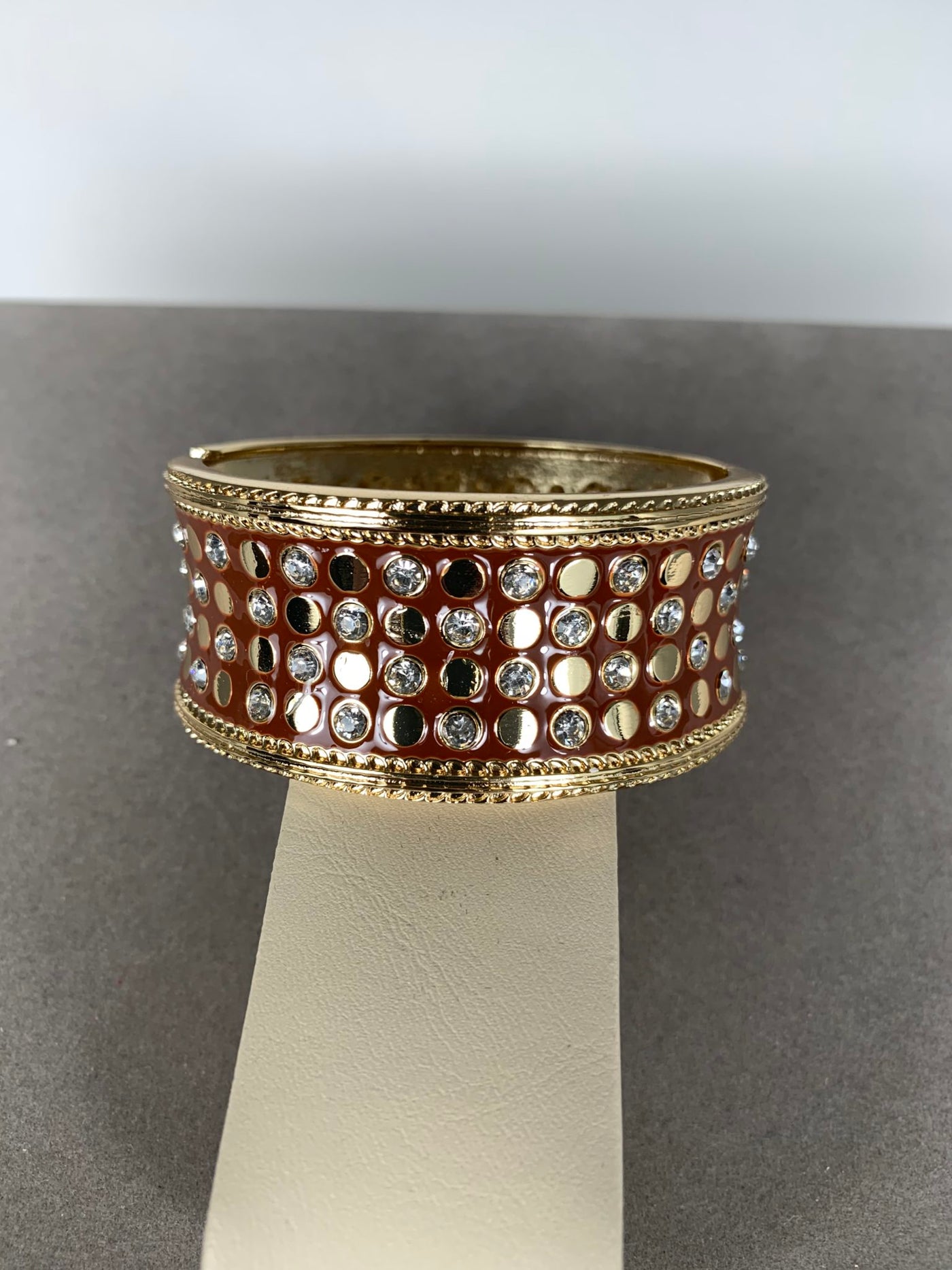 Brown Bangle with Crystal Accent