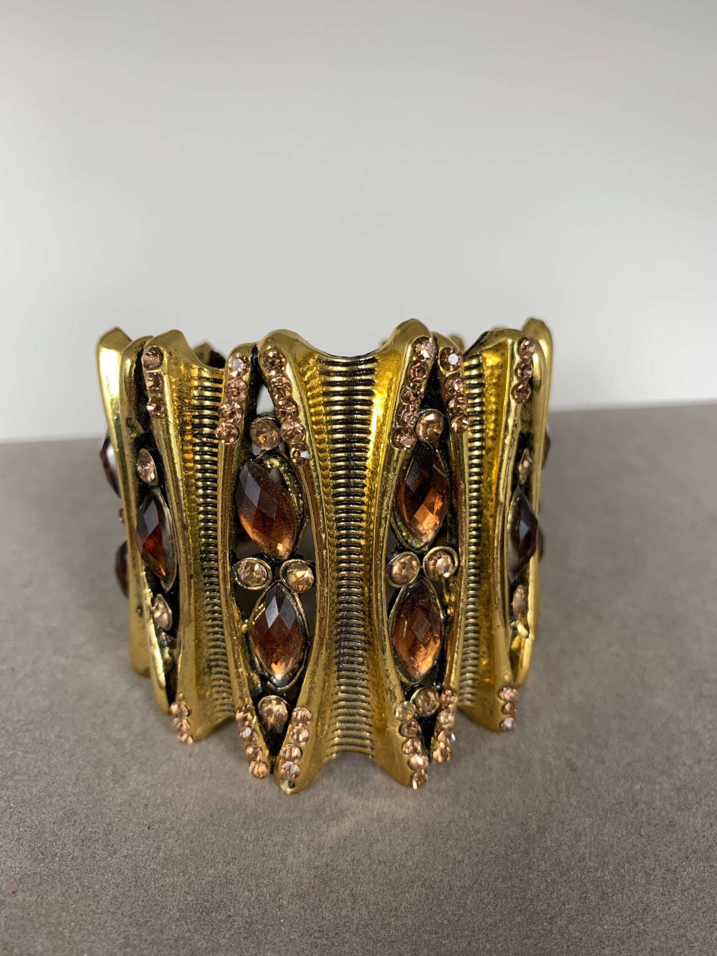 Tower Cuff Bangle Accented with Crystals