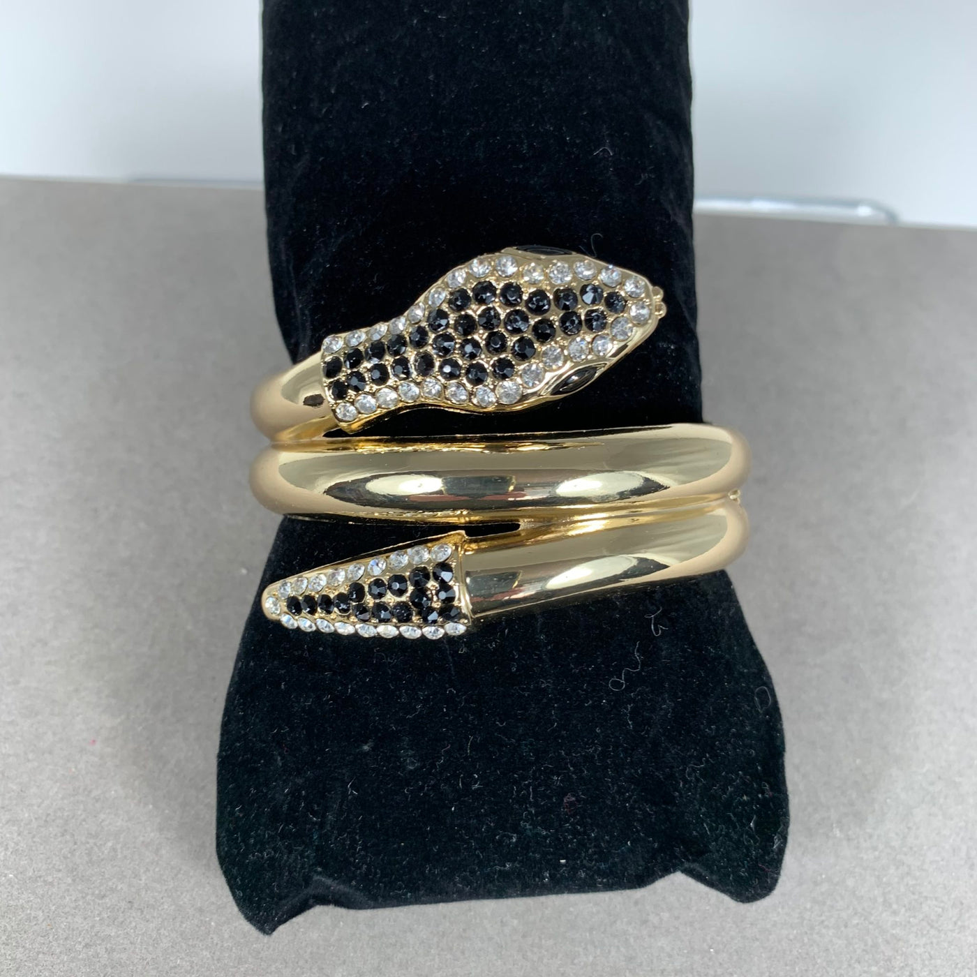Snake Bangle with Crystals in Gold Tone