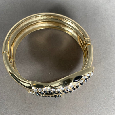 Snake Bangle with Crystals in Gold Tone