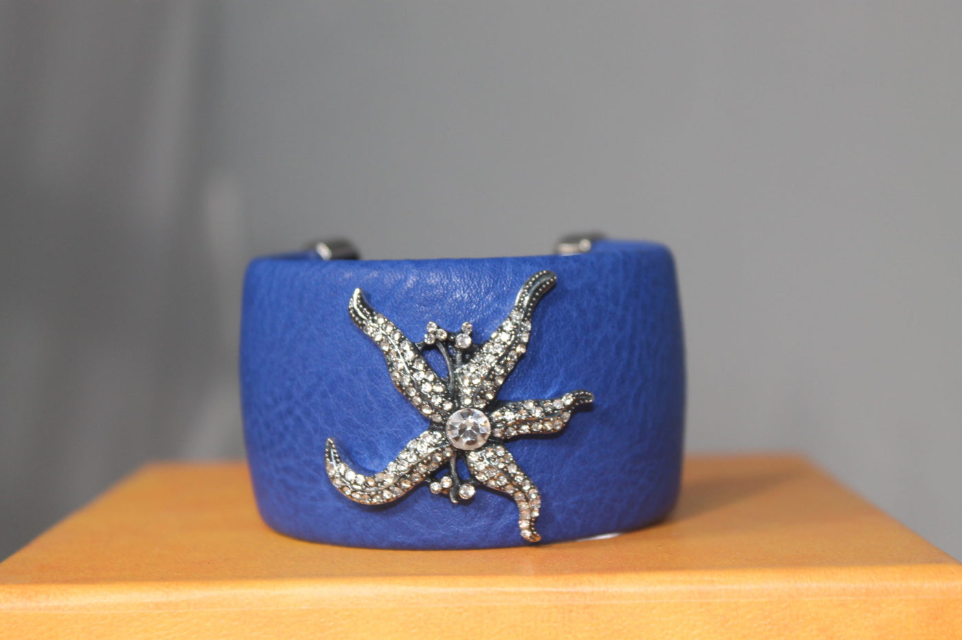 Blue PU Cuff Bangle featuring starfish