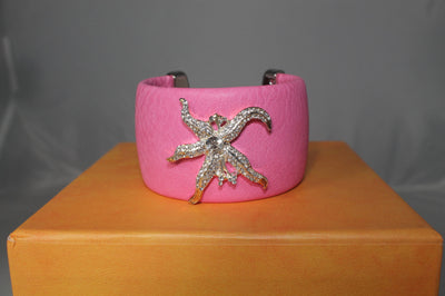 Pink PU Cuff Bangle featuring Starfish