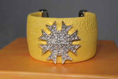 Fashion Cuff Bangle in Stunning Yellow Color and Snowflake Motif