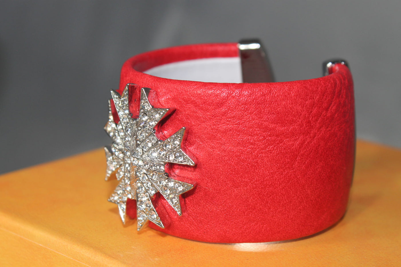 Red Fashion Cuff Bangle with Snowflake