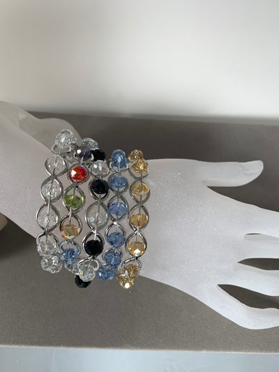 Silver Tone Crystal Cuff Bangle Bracelet