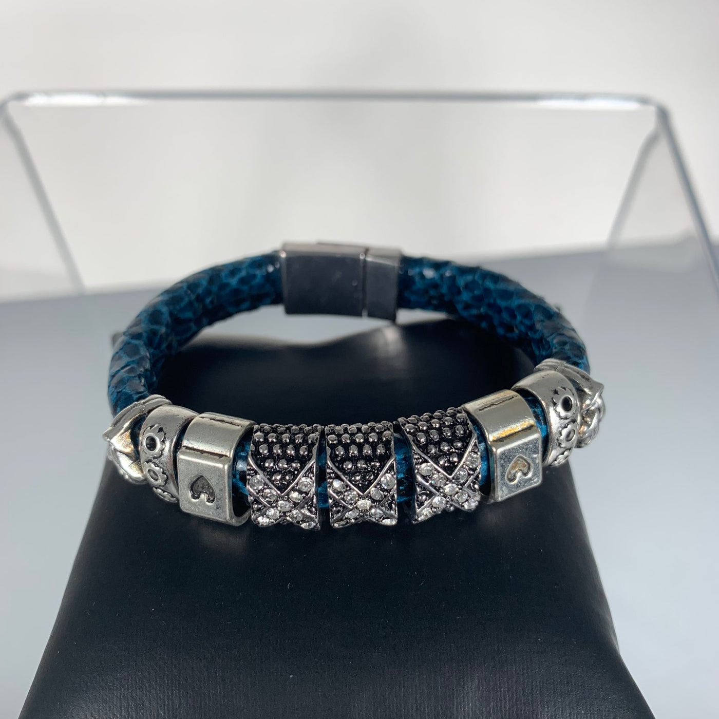 Blue Faux Snake Skin Band Bracelet Featuring SPARKS