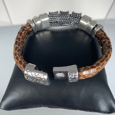 Brown Faux Snake Skin Band Bracelet Featuring SPARKS