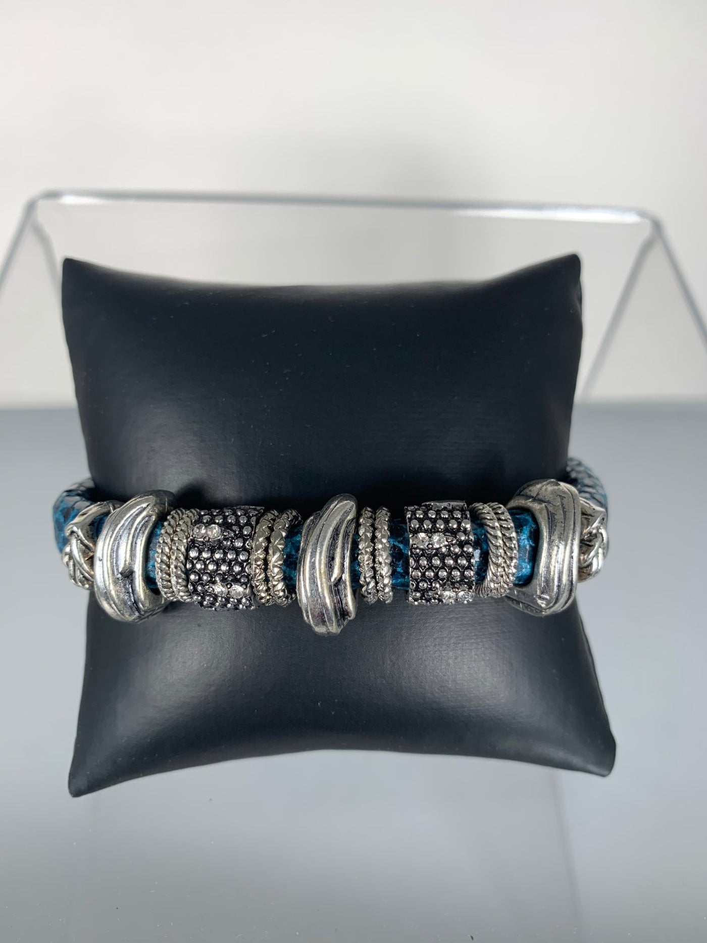 Blue Faux Snake Skin Band Bracelet with SPARKS